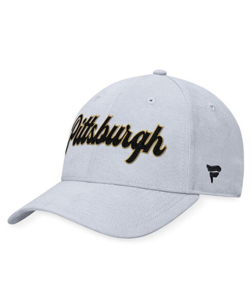 Men's Gray Distressed Pittsburgh Penguins Heritage Vintage-Like Suede Adjustable Hat