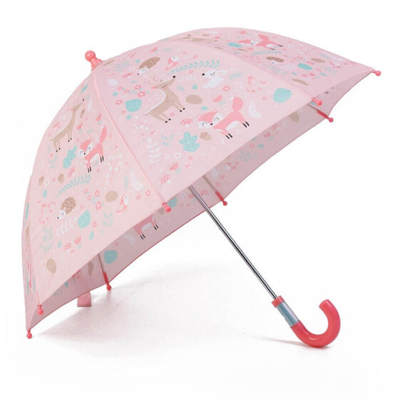 EUREKAKIDS Pink children´s umbrella with forest animal print