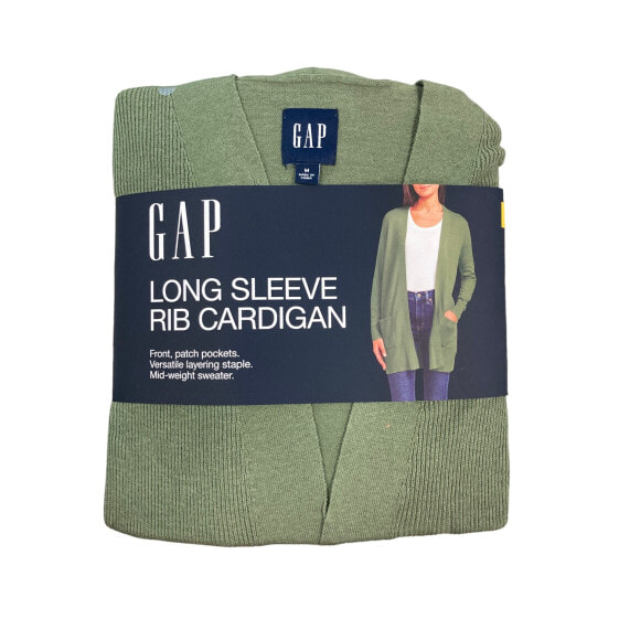 GAP Women's Mid Weight Front Patch Pockets Long Sleeve Rib Cardigan