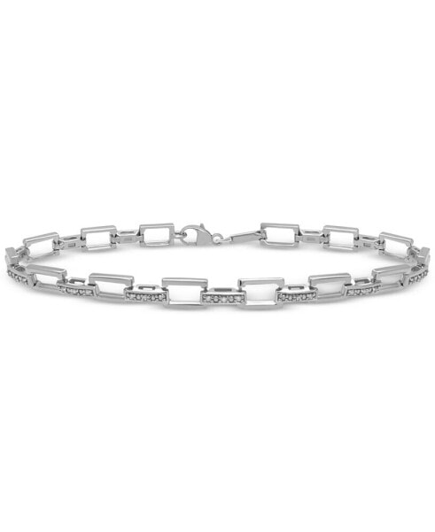 Diamond Rectangular Link Chain Bracelet (1/6 ct. t.w.) in Sterling Silver