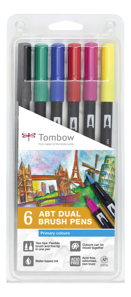 Tombow ABT-6P-1 - Multicolor - Round - Black,Blue,Green,Pink,Red,Yellow - Blister - 6 pc(s)