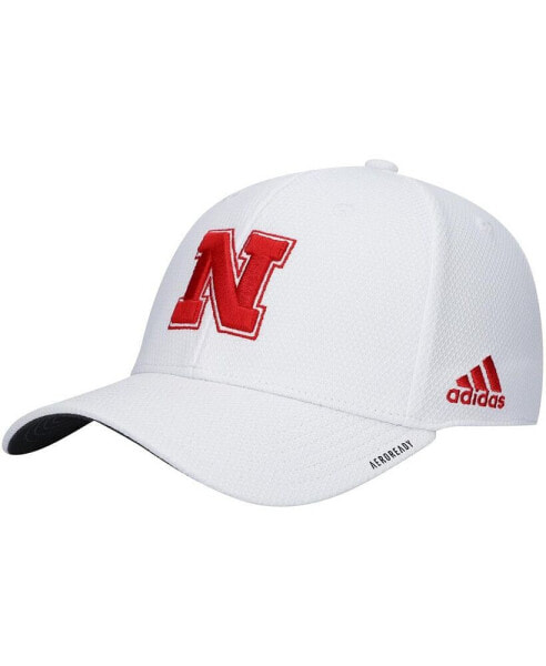 Men's White Nebraska Huskers 2021 Sideline Coaches AEROREADY Flex Hat