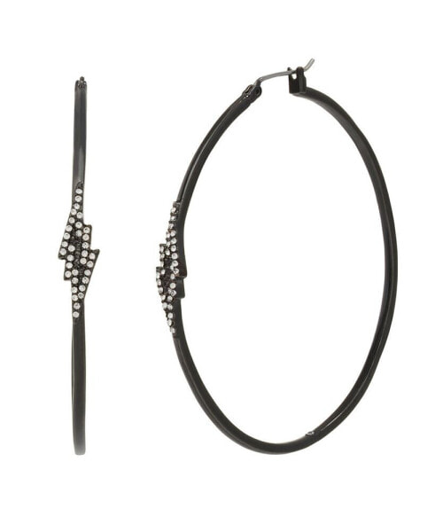 Pave Lightning Bolt Hoop Earrings