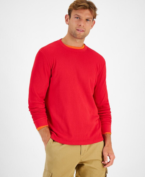 Men's Thermal Long-Sleeve Ribbed Crewneck Sweater, Created for Macy's