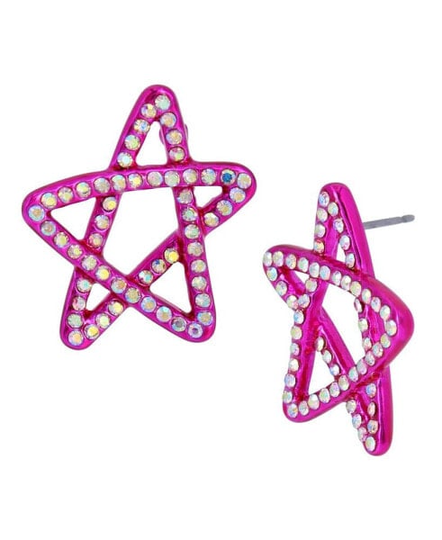 Faux Stone Star Button Earrings