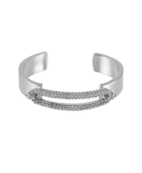 Silver-Tone Pave Cuff Bracelet