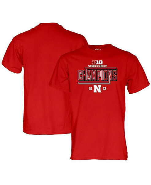 Men's and Women's Scarlet Nebraska Huskers 2023 Big Ten Women's Soccer Regular Season Champions Locker Room T-shirt