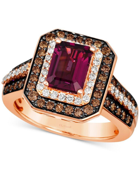 Кольцо Le Vian Double Halo Rhodolite & Diamond