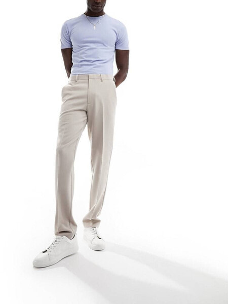 ASOS DESIGN smart slim trousers in stone