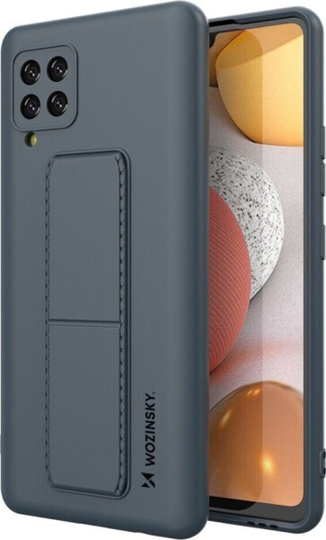 Wozinsky Wozinsky Kickstand Case elastyczne silikonowe etui z podstawką Samsung Galaxy A42 5G granatowy