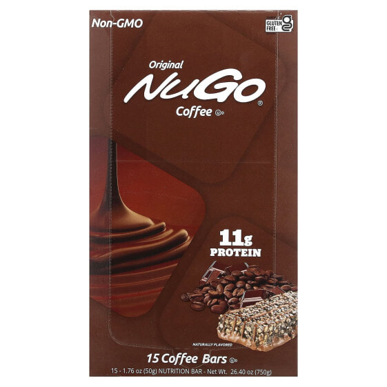 Протеиновый батончик NuGo Nutrition Coffee, 15 батончиков по 50 г каждый