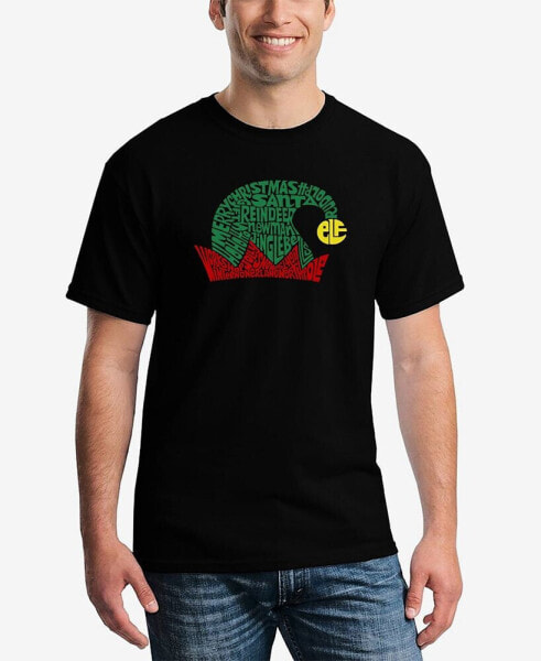 Men's Christmas Elf Hat Printed Word Art T-shirt