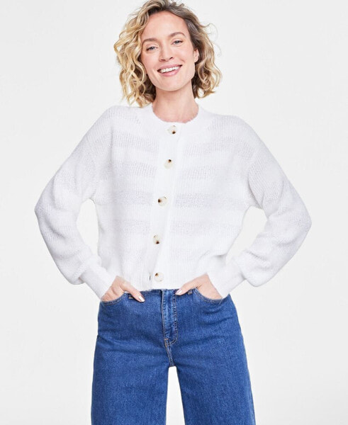 Women's Striped Sequin Cardigan, Created for Macy's