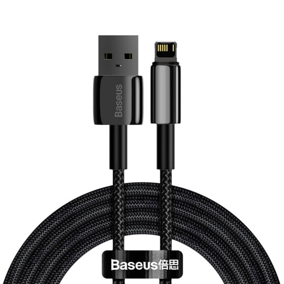 Mocny przewód kabel w oplocie USB Iphone Lightning 2.4 A 2 m czarny