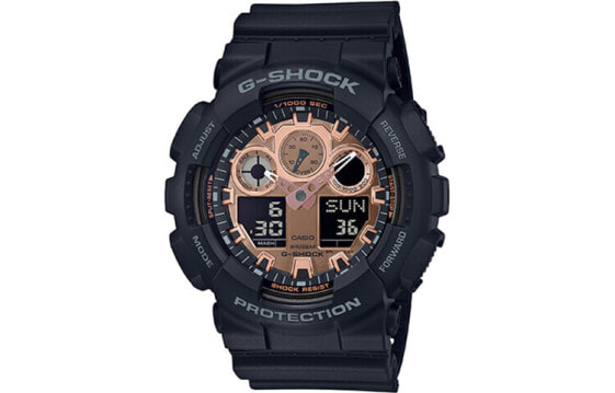 CASIO 卡西欧 G-SHOCK YOUTH系列 街头运动防水潮流时尚手表 日韩表 男表 黑玫瑰金 GA-100MMC-1A#送礼推荐# / Часы кварцевые CASIO G-SHOCK YOUTH 200 GA-100MMC-1A