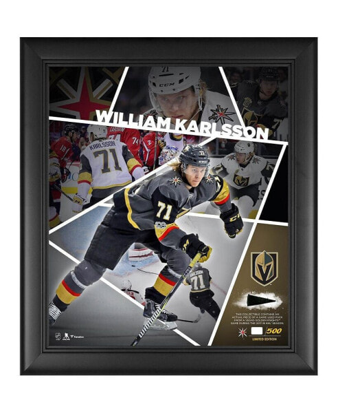 Панно для интерьера Fanatics Authentic William Karlsson Vegas Golden Knights 15'' x 17'' с кусочком игрового шайбы - лимитированное издание 500шт.