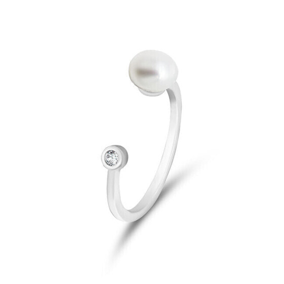 Delicate silver ring with real pearl RI103W