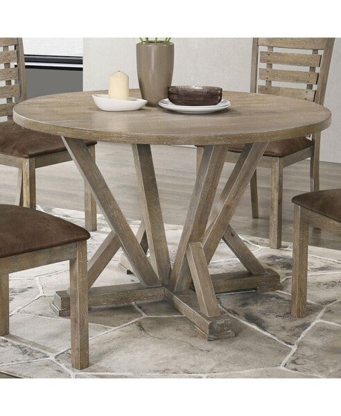 Modern Farmhouse Round Dining Table, 45.7", Rustic Grayish Brown