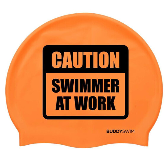 BUDDYSWIM Caution Swimmer At Work Swimming Cap