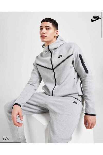 Толстовка Nike Sportswear Tech Fleece Full-Zip Hoodie Gri Erkek