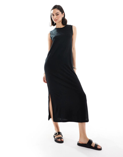 JDY tank midi dress in black