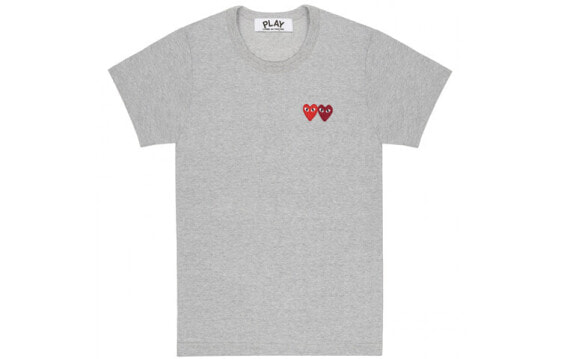 CDG Play Double Heart T-Shirt Grey T AZ-T225-051-3