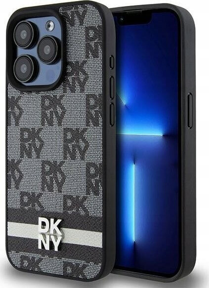 DKNY DKNY DKHCP15LPCPTSSK iPhone 15 Pro 6.1" czarny/black hardcase Leather Checkered Mono Pattern & Printed Stripes