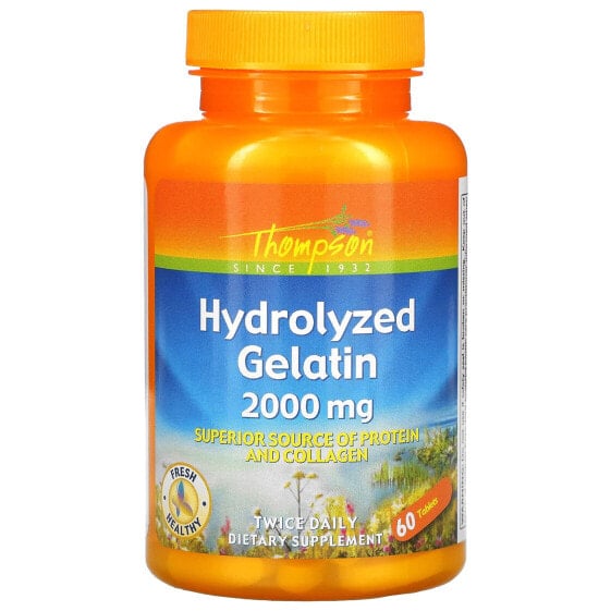 Витамины для кожи Thompson Гидролизованный желатин, 2000 мг, 60 таблеток (1000 мг на таблетку)