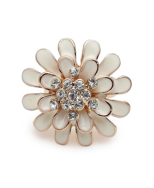 Women's White Enamel Flora Statement Ring