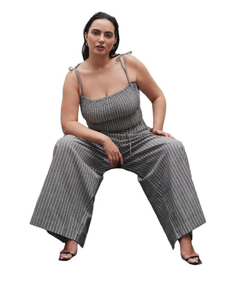 Plus Size Wide Leg Stripe Pant