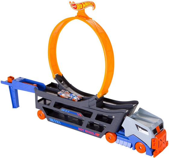 Hot Wheels Stunt N Go Transporter and Trackset, Toys for Ages 4 Years and Up