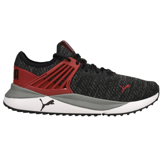 Puma Pacer Future Doubleknit Lace Up Mens Black, Red Sneakers Casual Shoes 3848