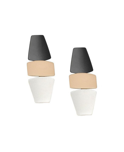 Women's Black Geometric Drop Earrings