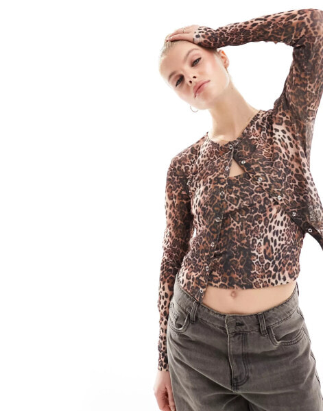 ASOS DESIGN 2 in 1 cardigan and cami top in leopard print