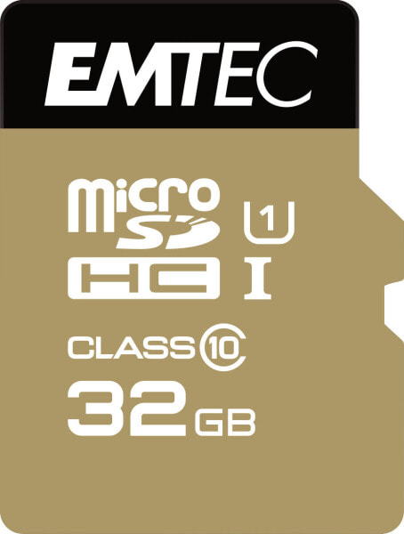 EMTEC microSD Class10 Gold+ 32GB - 32 GB - MicroSDHC - Class 10 - 85 MB/s - 21 MB/s - Black,Gold