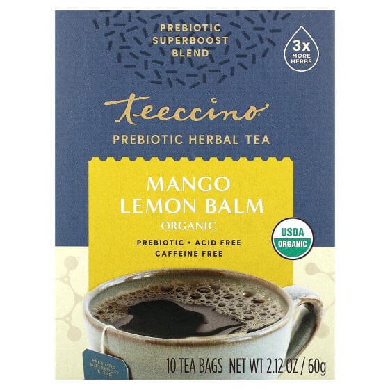 Травяной чай без кофеинa Teeccino, Органический черный шоколад, 10 чайных пакетиков, 60 грамм