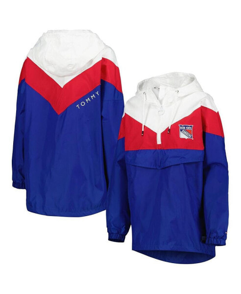 Women's Blue, Red New York Rangers Staci Half-Zip Windbreaker Jacket