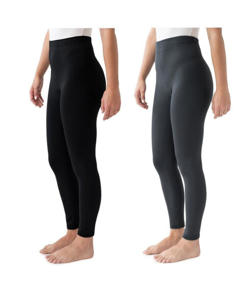 Women's 2 Pack of Leggings, Charcoal/Black, M/L