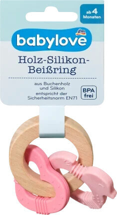 Holz-Silikon-Beißring Vogel/pink, 1 Stück, 1 St