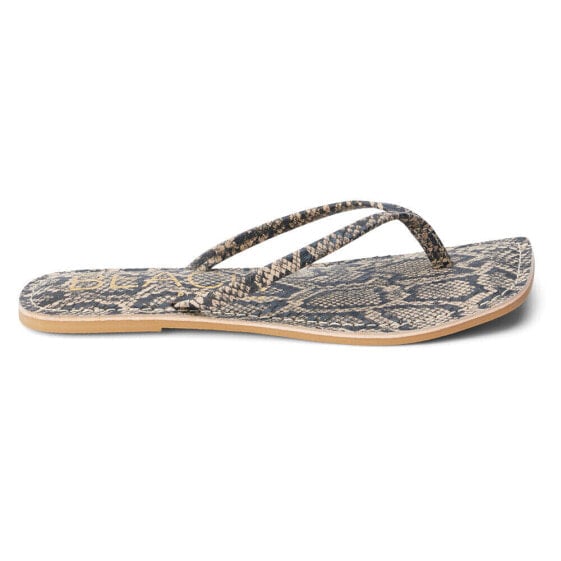 BEACH by Matisse Bungalow Snake Print Flip Flops Womens Beige, Black Casual Sand