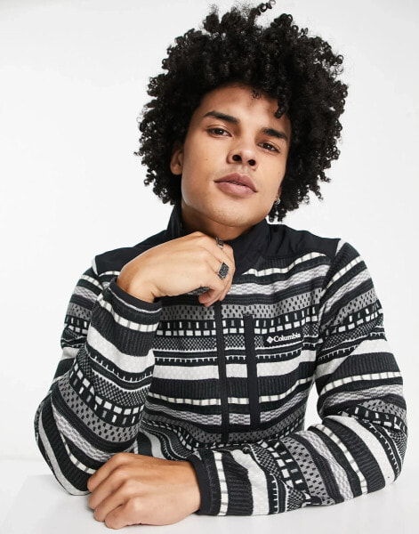 Columbia Sweater Weather II printed 1/2 zip in grey mountain stripe