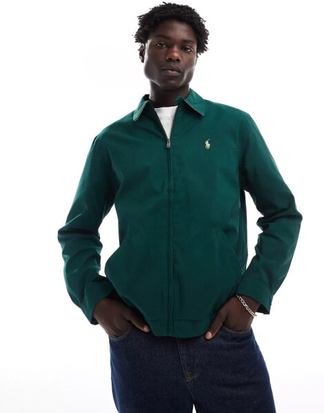 Polo Ralph Lauren Bi-swing icon logo poly twill lined harrington in dark green