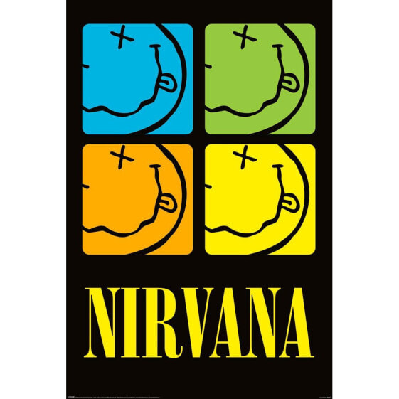 PYRAMID Nirvana Smiley Squares Poster