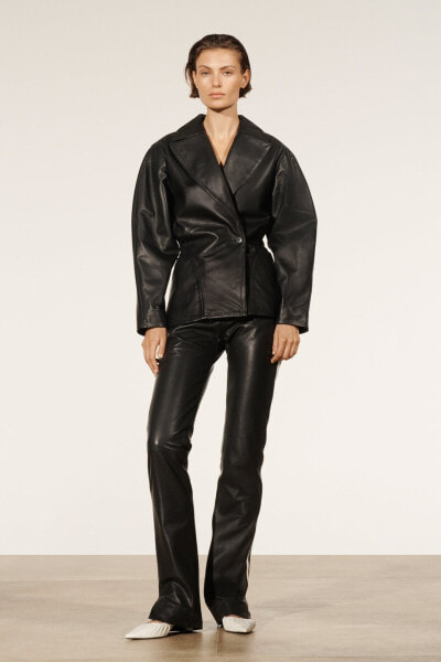 Leather belted blazer - limited edition