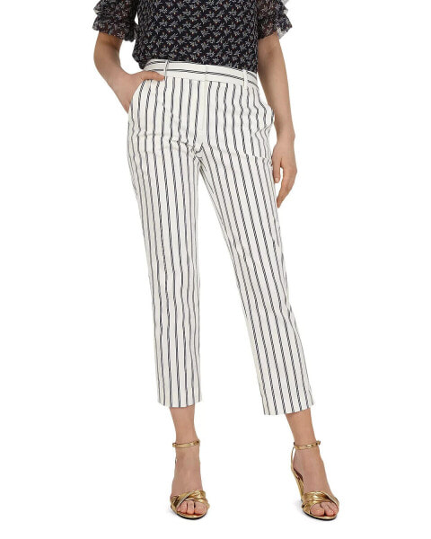 Gerard Darel Nelly Striped Cropped Pants White 46 US 14