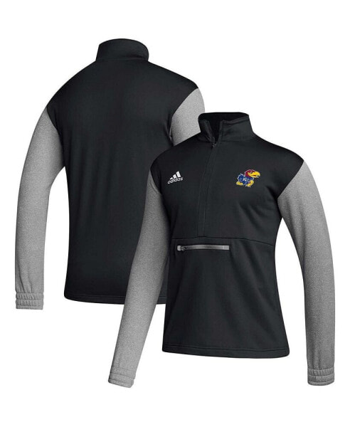 Men's Black Kansas Jayhawks Sideline AEROREADY Half-Zip Top