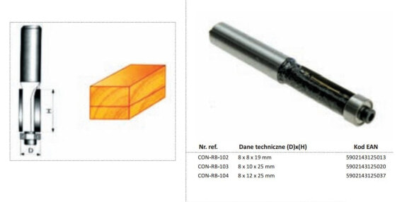 DREL/CONDOR ПРЯМОЙ Fi = 8 x 19 мм ХВОСТОВИК 8 мм С ПОДШИПНИКОМ