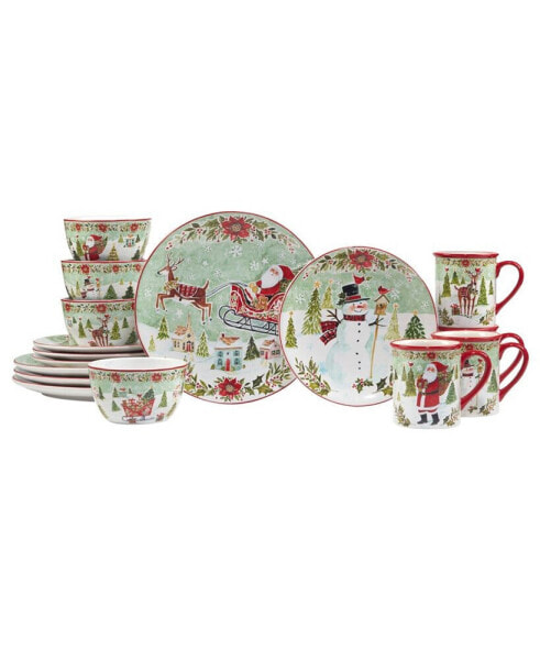 Joy of Christmas 16 piece Dinnerware Set, Service for 4