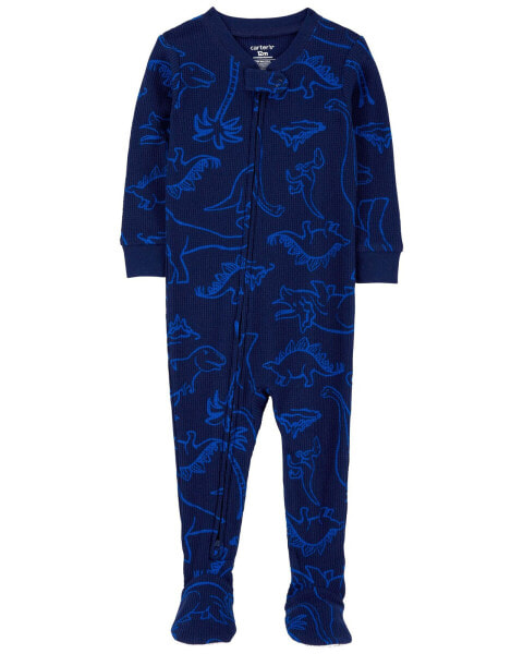 Baby 1-Piece Dinosaur Thermal Footie Pajamas 12M