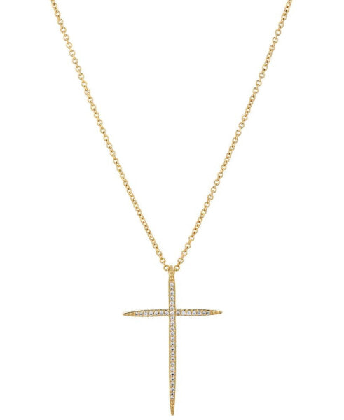 Pavé Cross Pendant Necklace, 18" + 2" Extender